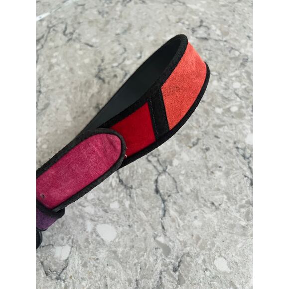 Vintage 80s Genuine Leather Belt Color Block Funky Artsy Size Small JL main image 10